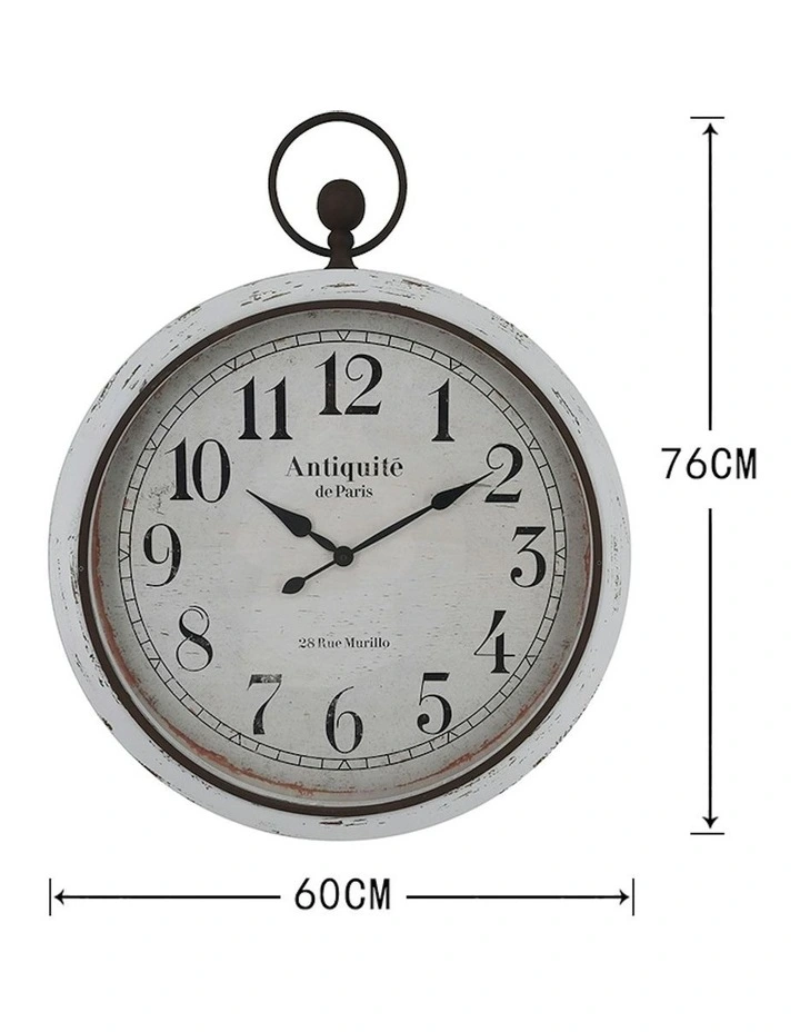 Metal/MDF Antiquite De Paris Glass-Front Wall Clock 76cm in Brown image 4