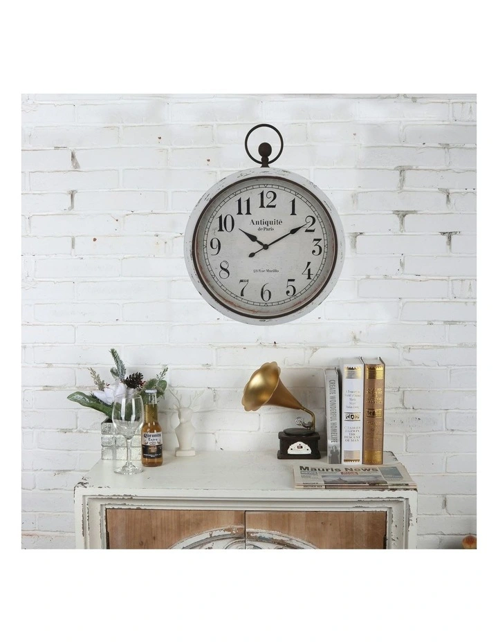 Metal/MDF Antiquite De Paris Glass-Front Wall Clock 76cm in Brown image 5