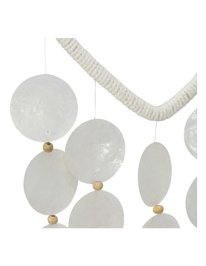 Hanging Heart with Capiz Shells Mobile Ornament 23x65cm in White image 2