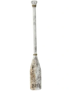 Wooden Handmade Canoe Paddle Ornament 110cm in Whitewash