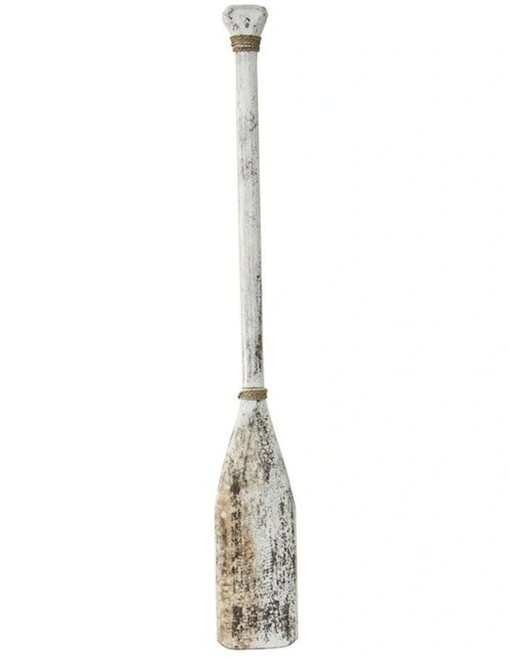 Wooden Handmade Canoe Paddle Ornament 110cm in Whitewash image 1