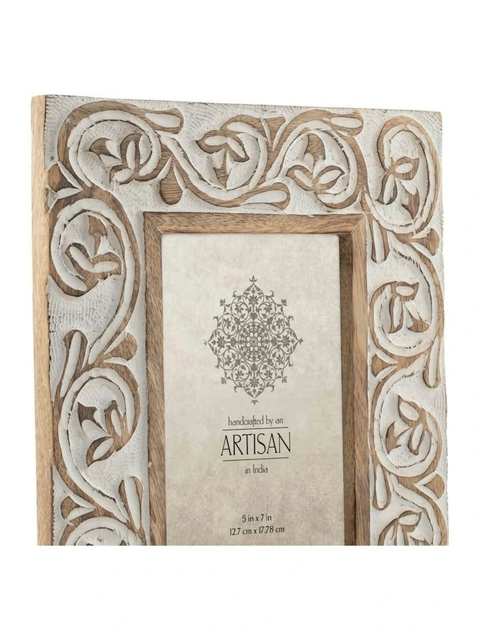 Wooden Handmade Swirl Table Decor Photo Frame 29cm in White image 4