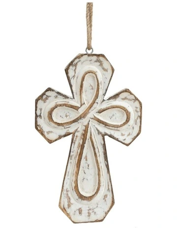Handmade Angle Cross Wall Art 20cm in Natural
