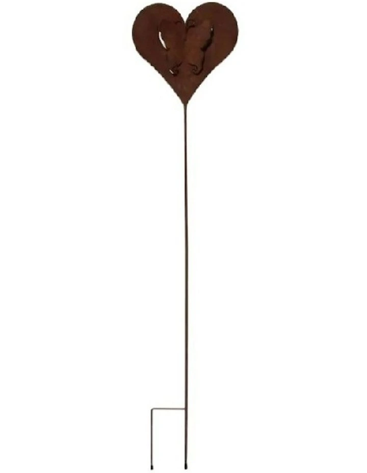Metal Heart With 3-D Butterfly Cutout Garden Stake 116cm in Rust image 1