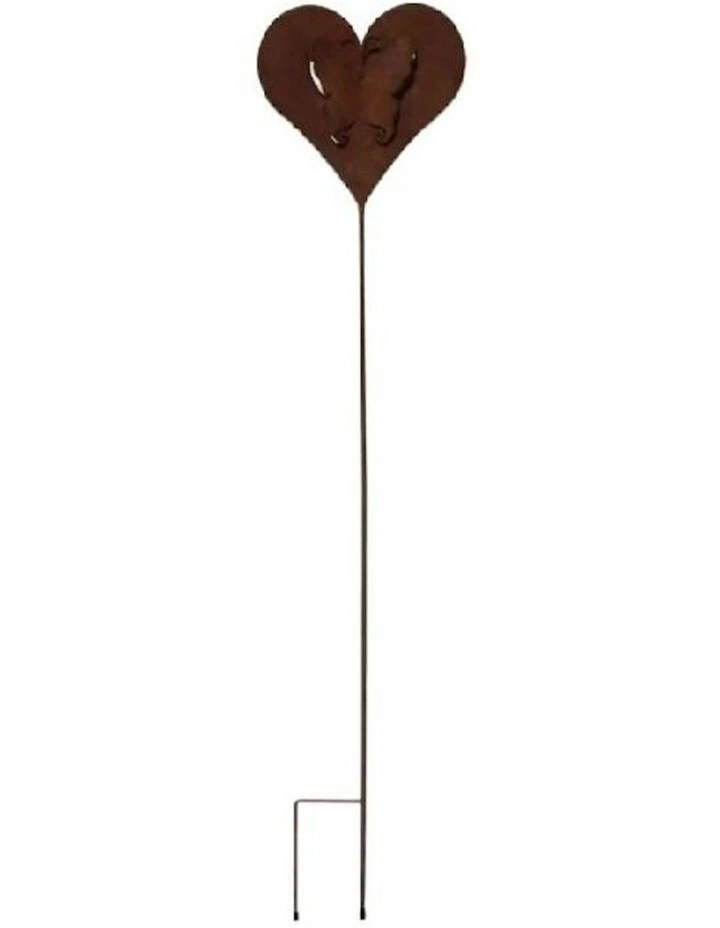 Metal Heart With 3-D Butterfly Cutout Garden Stake 116cm in Rust image 2