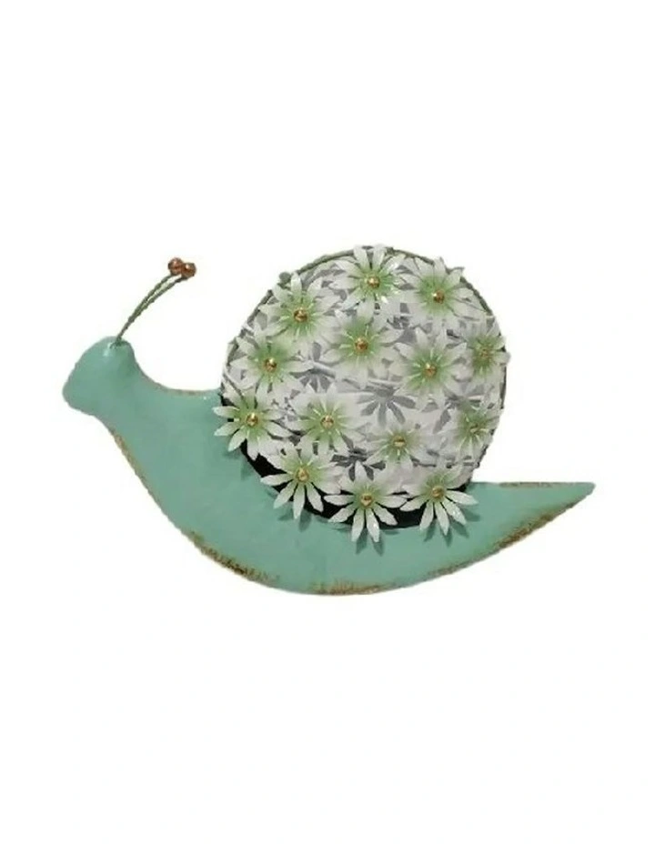 Metal Snail With Flowers Indoor/Outdoor Ornament 34cm in Green image 1