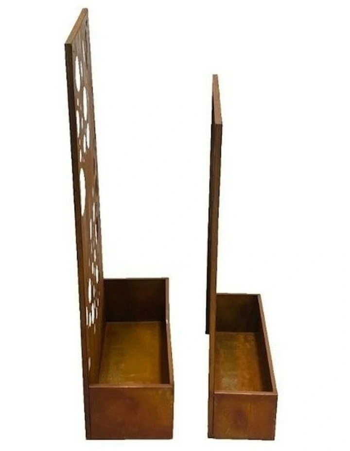 Nested Floor 'Circles' Planters Set of 2 50x20x95/45x15x80cm in Rust image 4