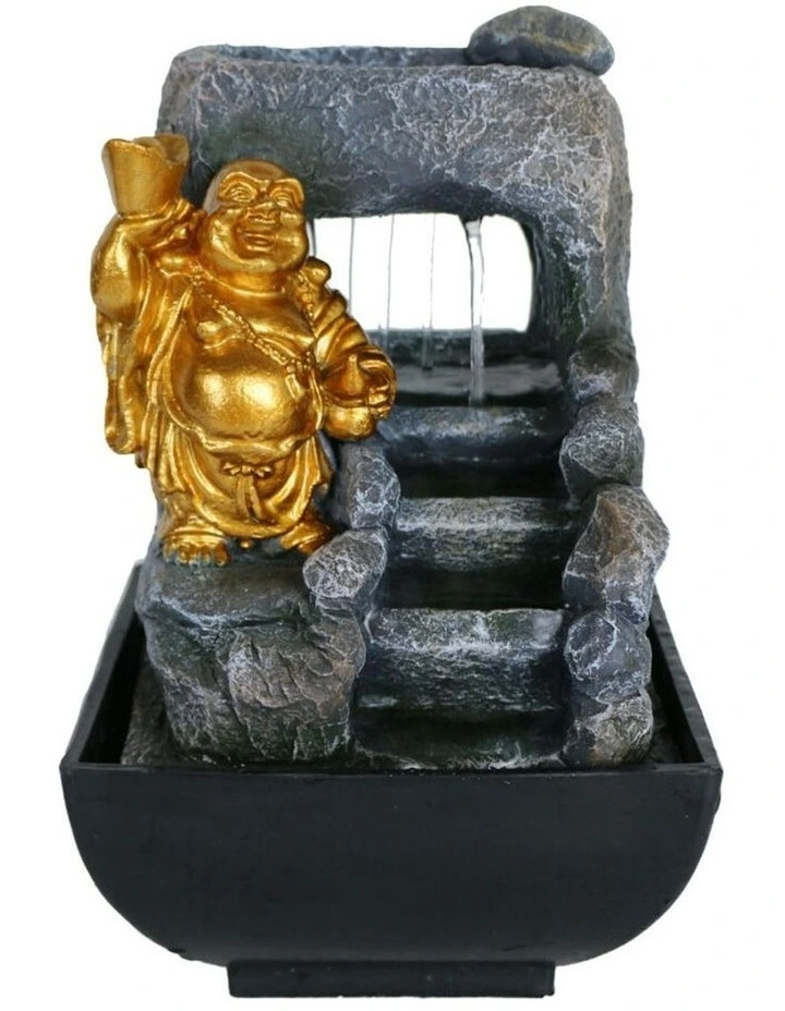 Auric Laughing Buddha Fountain 14x14x20cm in Multi image 2
