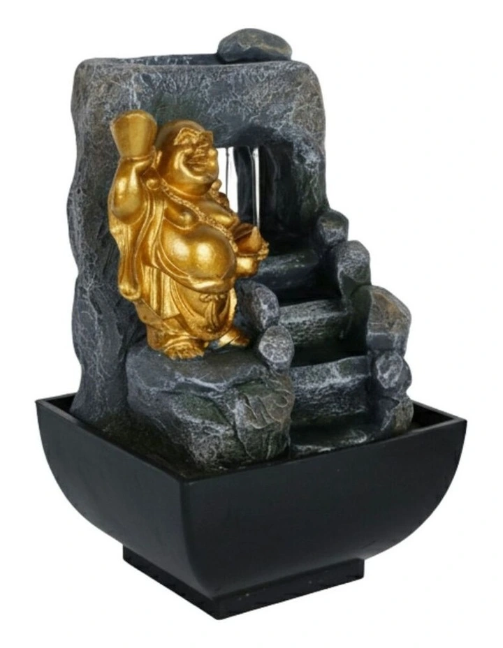 Auric Laughing Buddha Fountain 14x14x20cm in Multi image 3