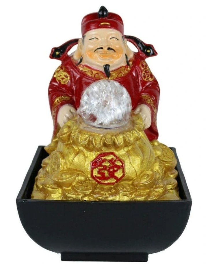 God Of Wealth Fountain 14x14x20cm in Multi image 2