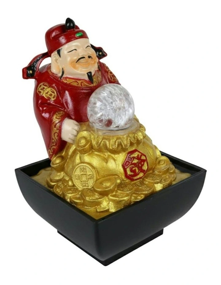 God Of Wealth Fountain 14x14x20cm in Multi image 3