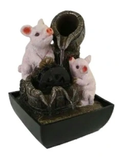 Piggy Wheel Fountain 13x13x18cm in Multi