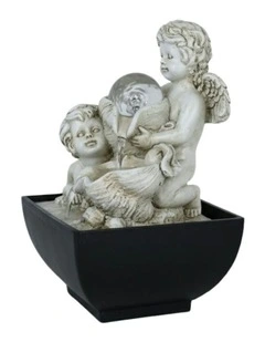 Shell Cherubs Fountain 14x14x20cm in Multi