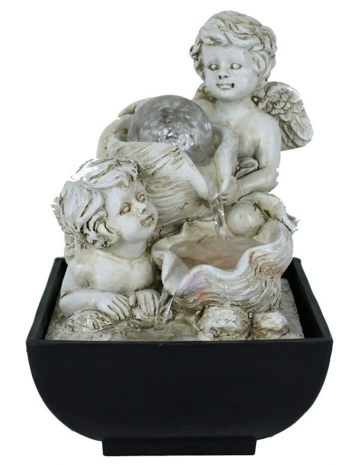 Shell Cherubs Fountain 14x14x20cm in Multi image 2