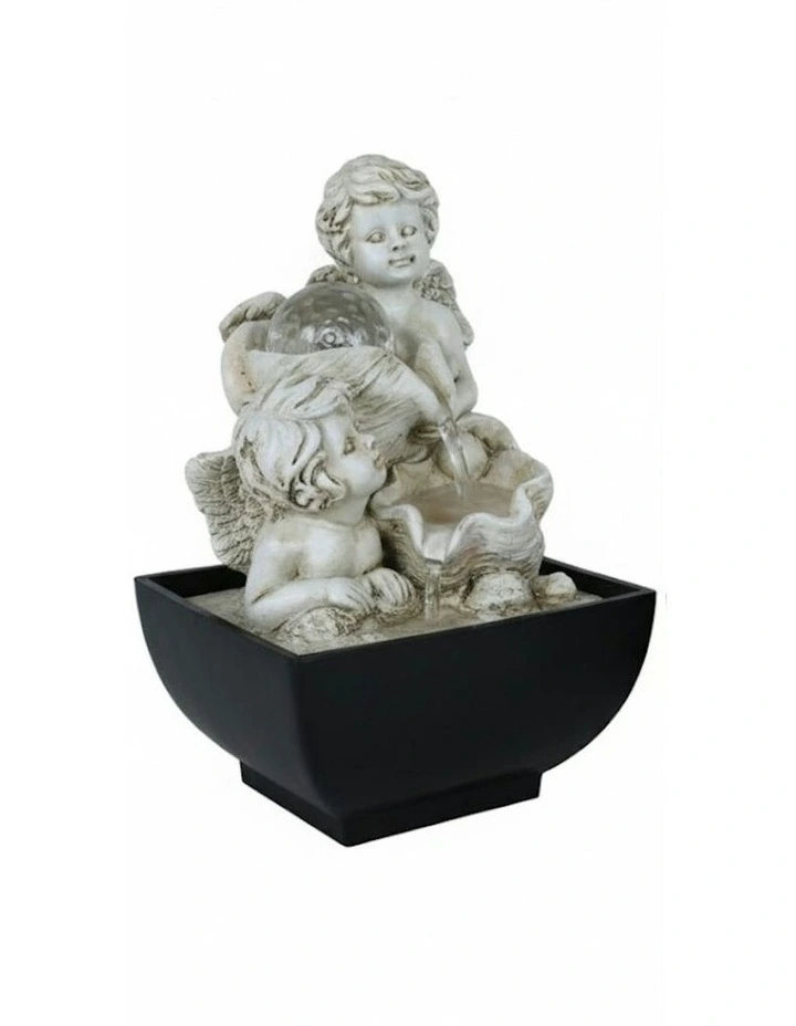 Shell Cherubs Fountain 14x14x20cm in Multi image 3