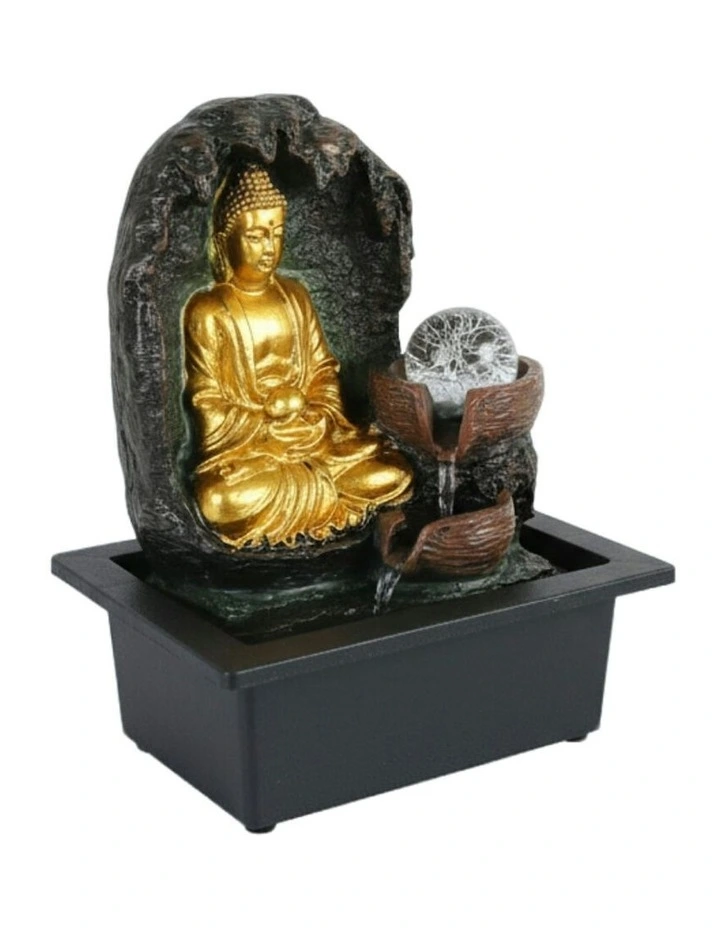 Grotto Buddha Fountain 24x18x27cm in Multi image 3