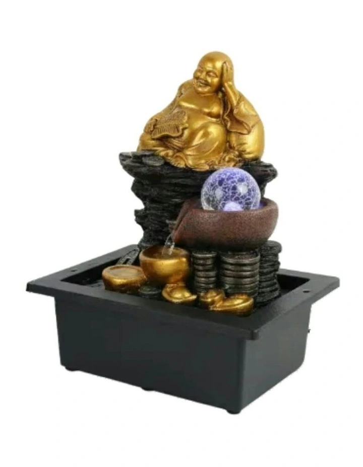 Gilt Laughing Buddha Fountain 24x18x27cm in Multi image 1