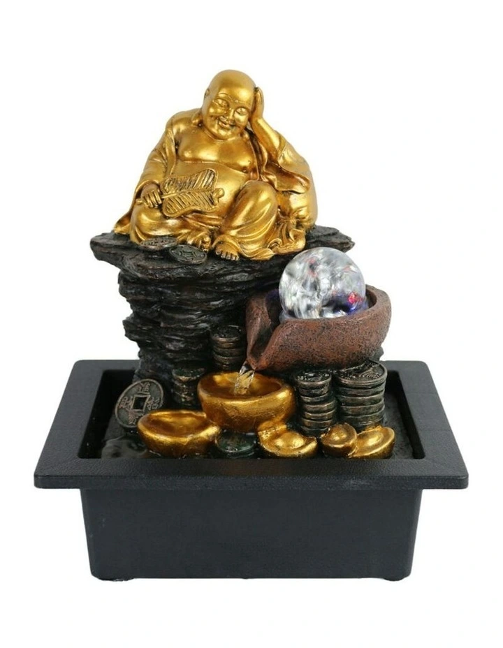Gilt Laughing Buddha Fountain 24x18x27cm in Multi image 2