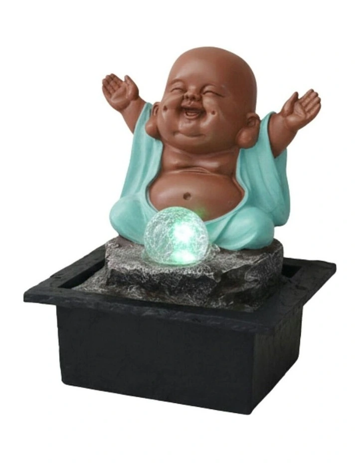 Happy Buddha Blessing Fountain 23x20x28cm in Multi image 1