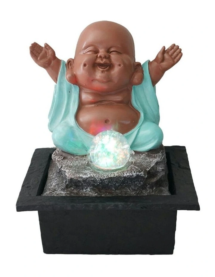 Happy Buddha Blessing Fountain 23x20x28cm in Multi image 3