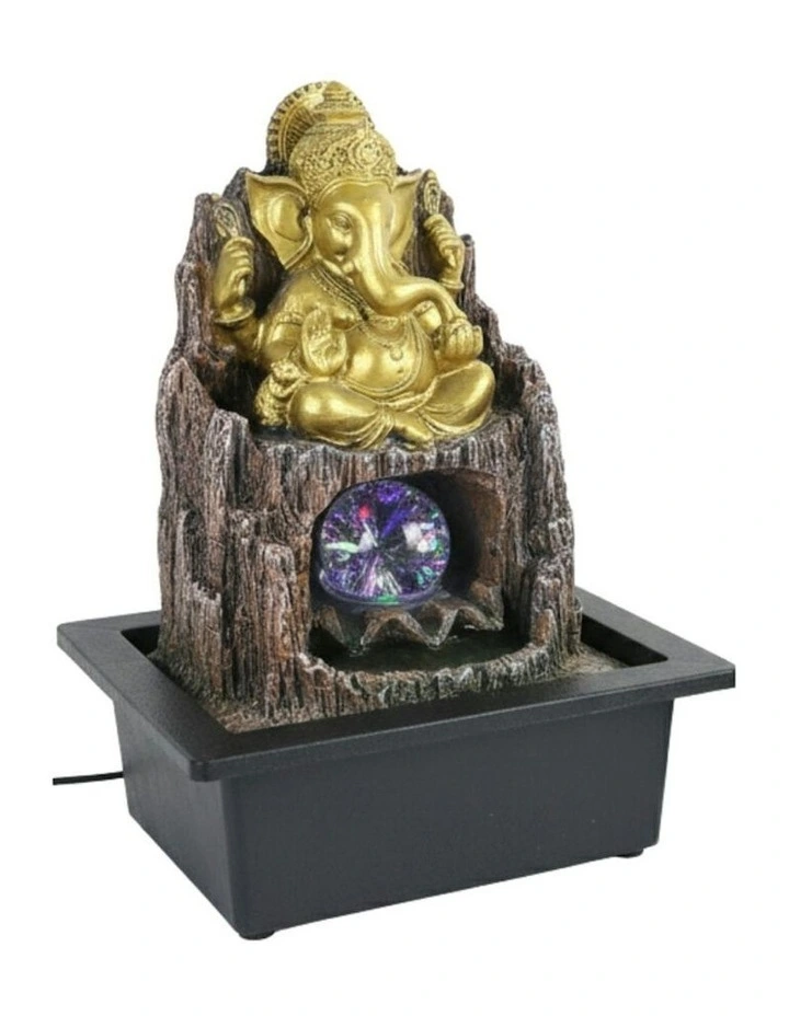 Wood Ganesha Fountain 24x18x27cm in Multi image 3
