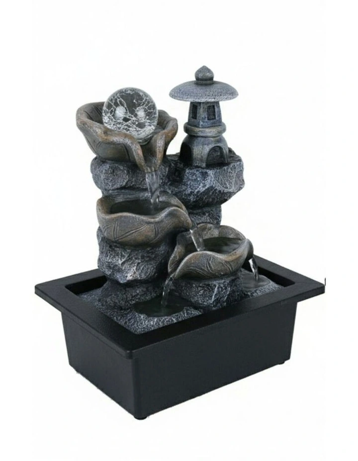 Decor Pagoda Fountain 24x18x27cm in Multi image 3