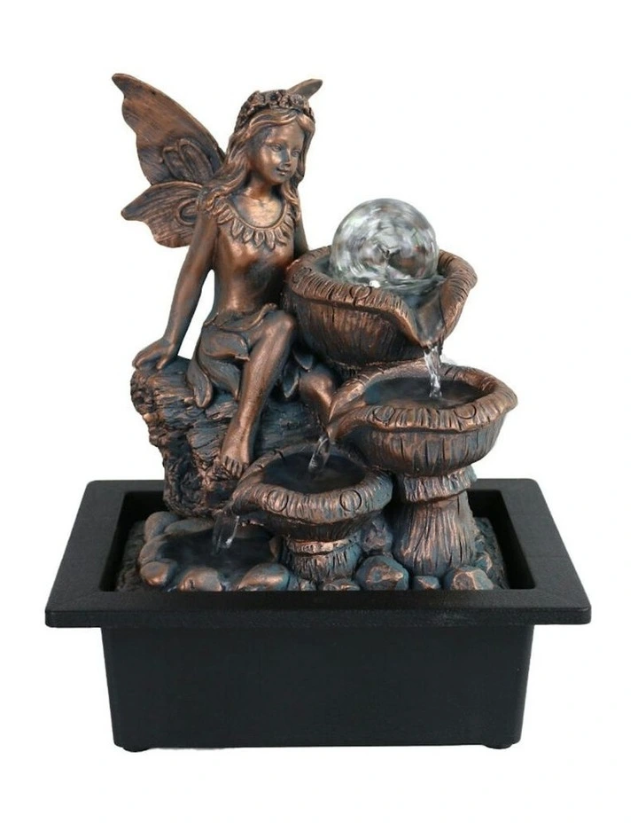Mushroom Fairy Fountain 24x18x27cm in Multi image 2