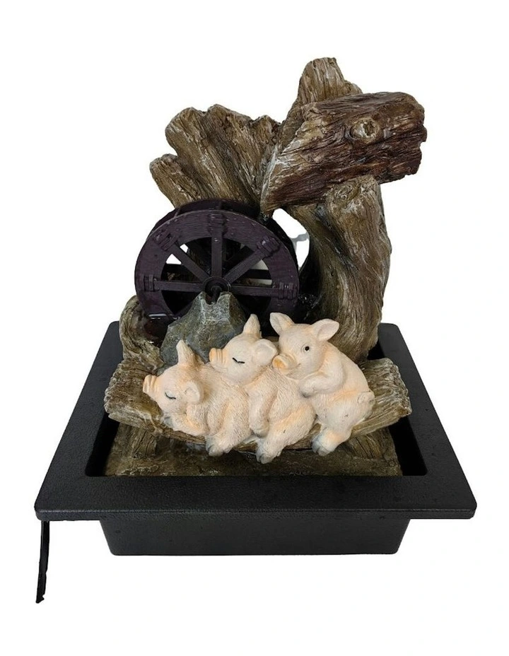 Piglets Wheel Fountain 23x18x28cm in Multi image 2