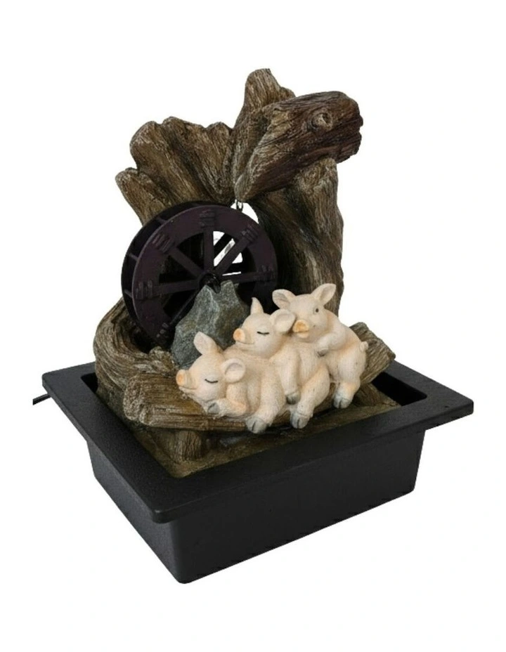 Piglets Wheel Fountain 23x18x28cm in Multi image 3