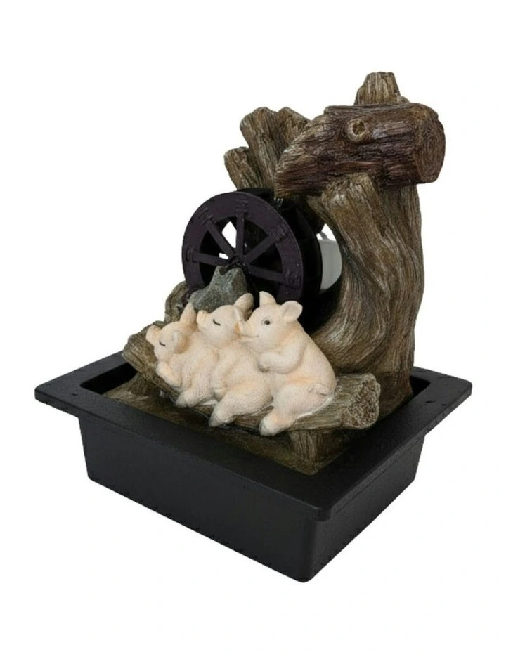 Piglets Wheel Fountain 23x18x28cm in Multi image 4