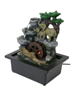 Wheel Elephants Fountain 23x18x28cm in Multi