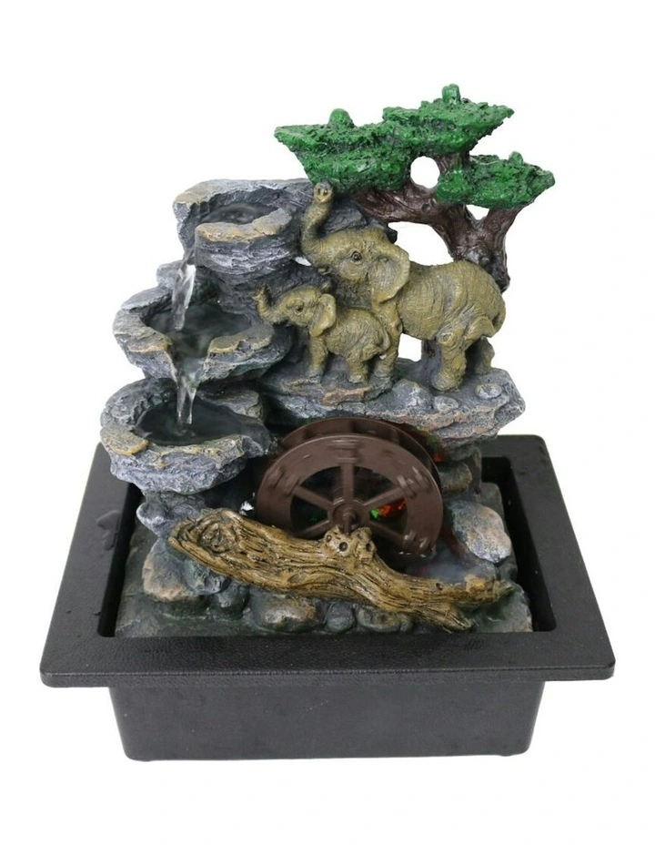 Wheel Elephants Fountain 23x18x28cm in Multi image 2