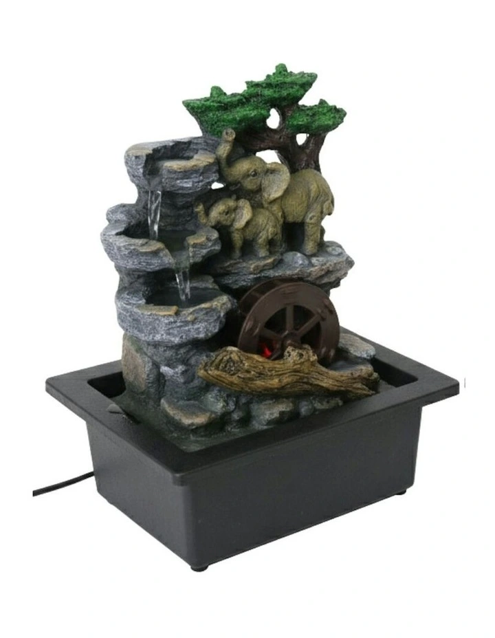 Wheel Elephants Fountain 23x18x28cm in Multi image 4