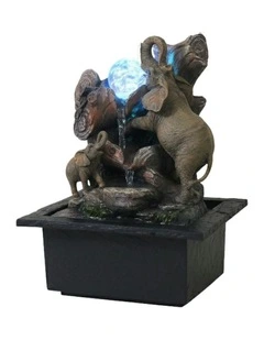 Lively Elephants Fountain 23x20x28cm in Multi