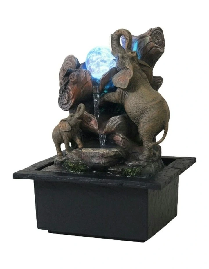 Lively Elephants Fountain 23x20x28cm in Multi image 1