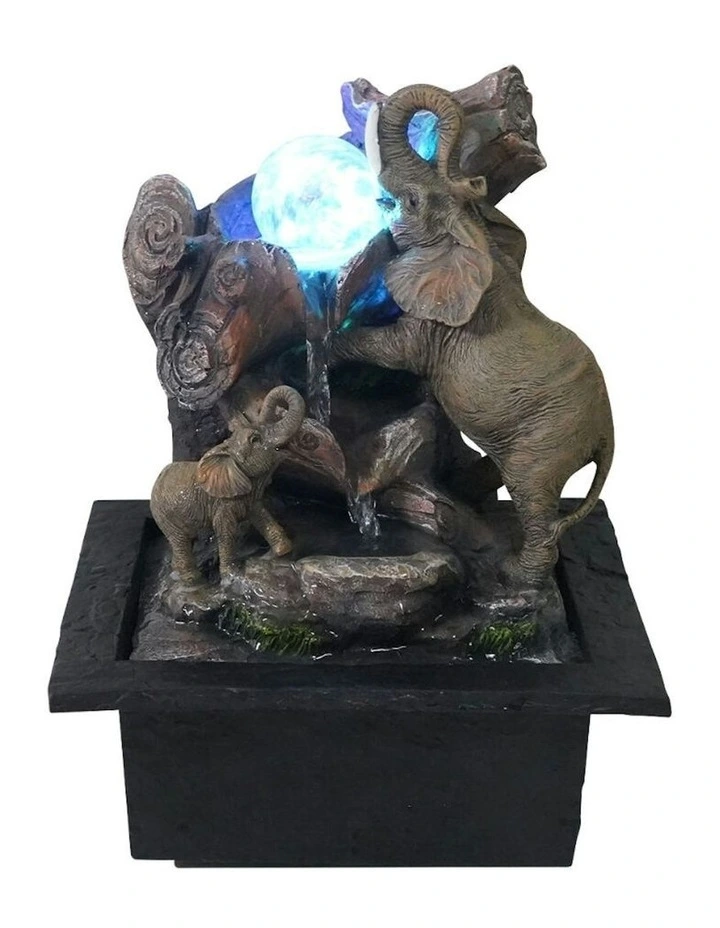 Lively Elephants Fountain 23x20x28cm in Multi image 2