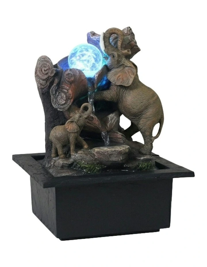 Lively Elephants Fountain 23x20x28cm in Multi image 3