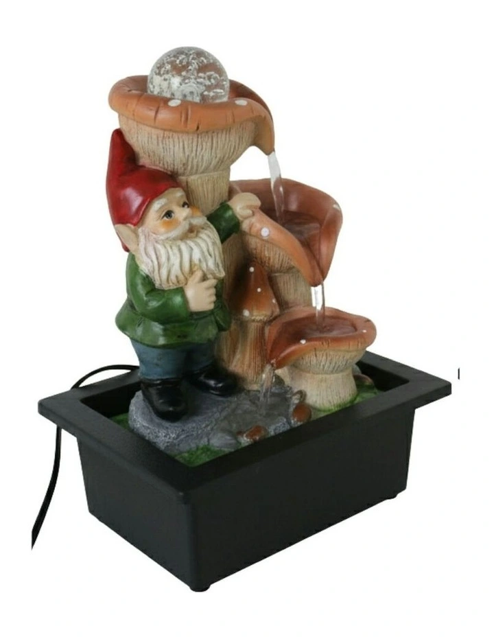Mushroom Gnome Fountain 23x18x28cm in Multi image 1