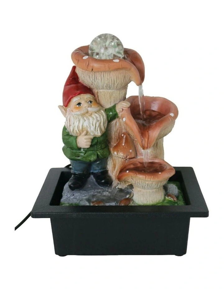 Mushroom Gnome Fountain 23x18x28cm in Multi image 2