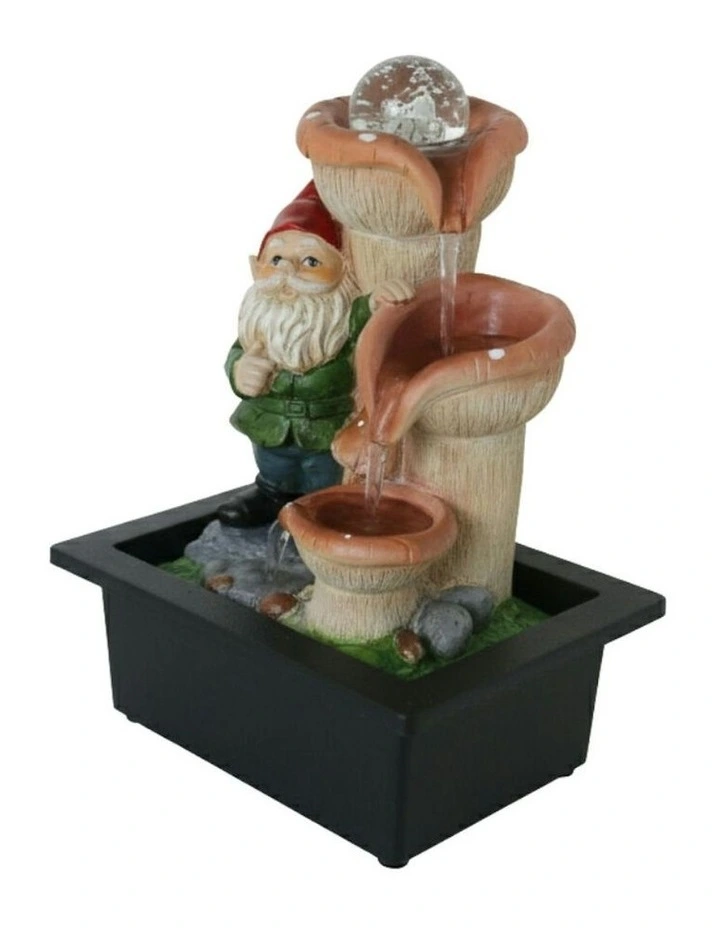 Mushroom Gnome Fountain 23x18x28cm in Multi image 3