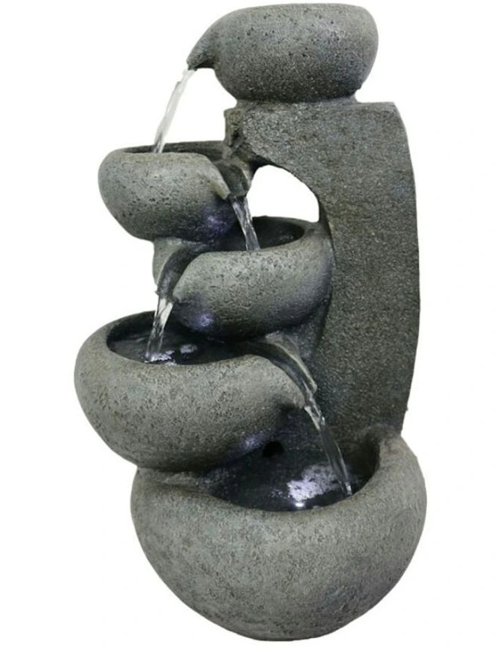 Bowls on Post Fountain 34x30x58cm in Grey image 2