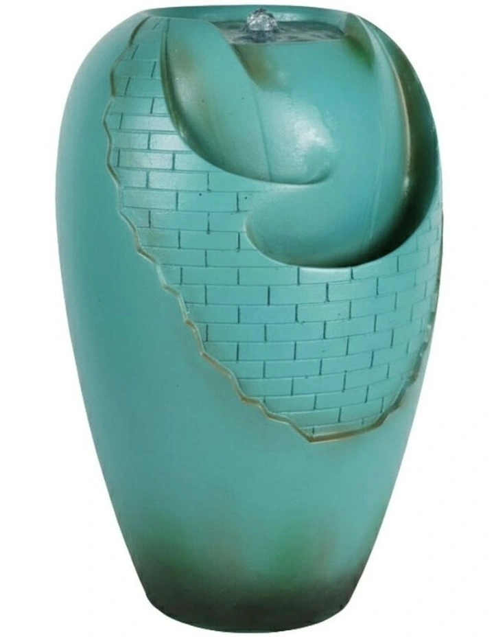 Glazed Jar Fountain 31x29x48cm in Green image 3