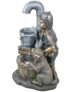 Wheelbarrow Puppy Fountain 39x29x56cm in Multi