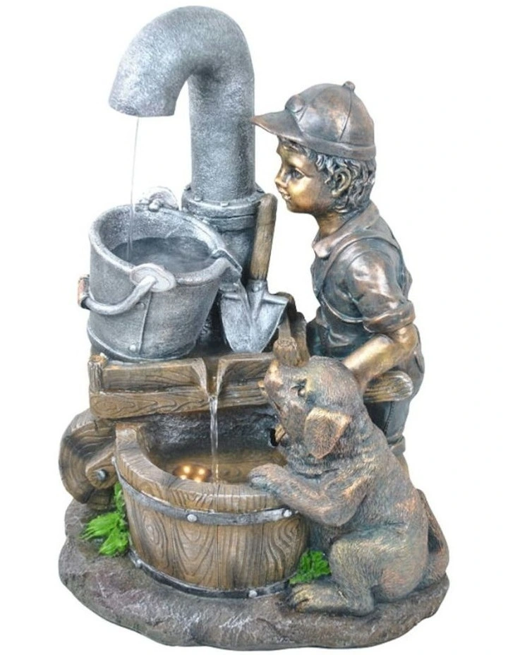 Wheelbarrow Puppy Fountain 39x29x56cm in Multi image 2