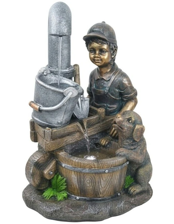 Wheelbarrow Puppy Fountain 39x29x56cm in Multi image 3