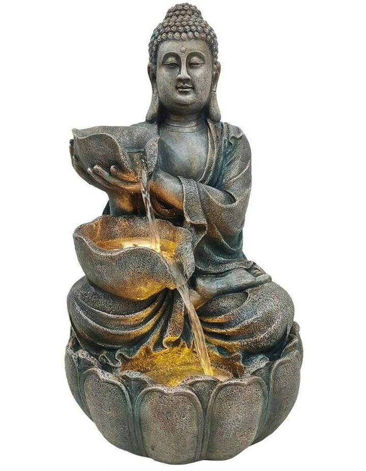 Grand Buddha Fountain 48.5x45x82cm in Grey image 2