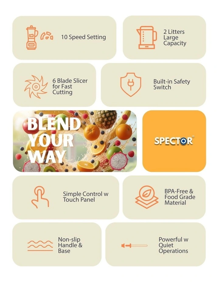 Spector 48x18x18cm Commercial Blender In Black image 4