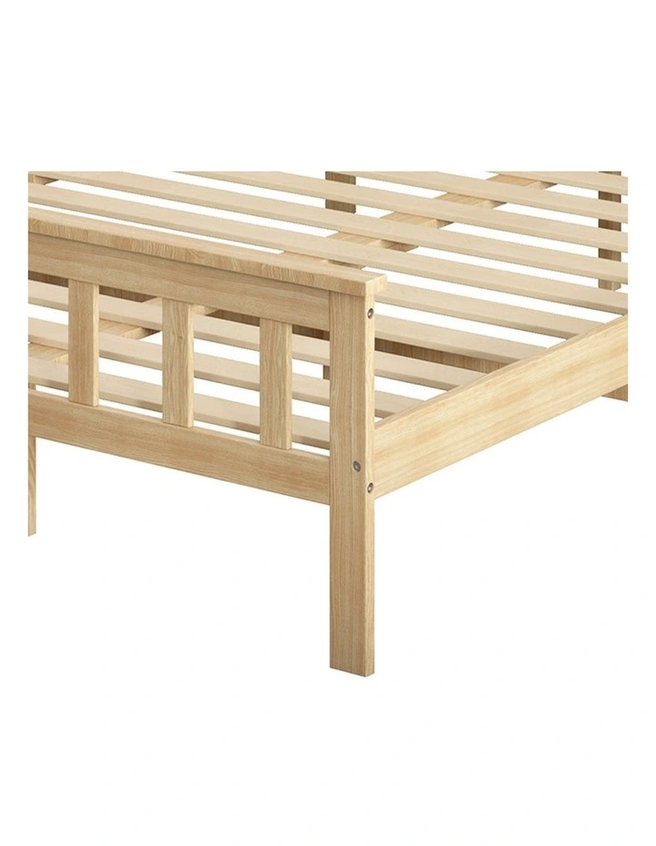 Levede Double Wooden Bed Frame In Natural 196cm x 144cm x 73cm image 4