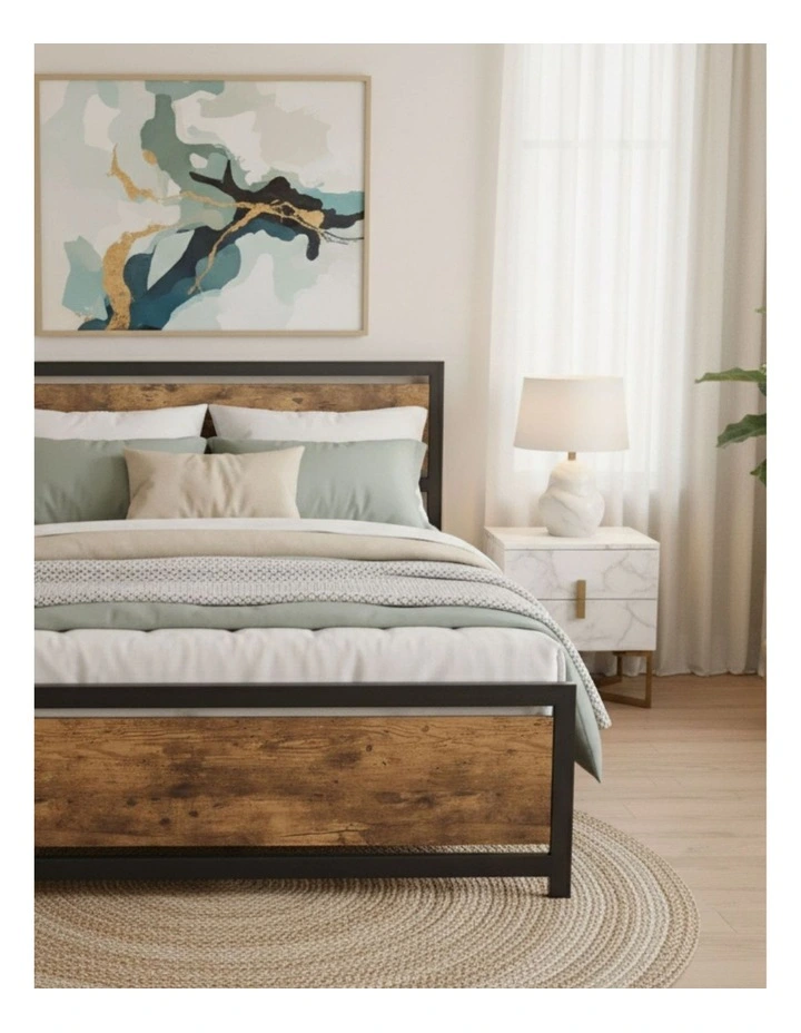 Double Metal Bed Frame in Rustic Brown image 2