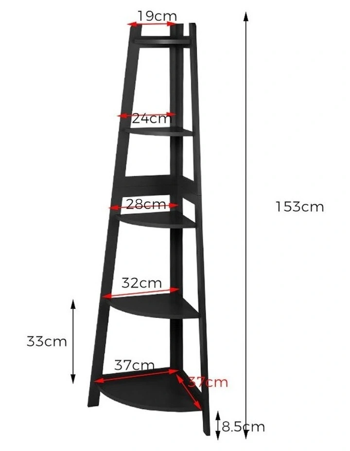 5 Tier Corner Shelf Rack in Black image 3